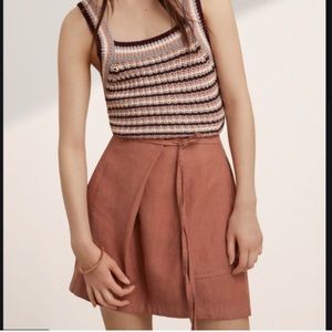 2/$20 Wilfred Linen Wrap Mini Skirt